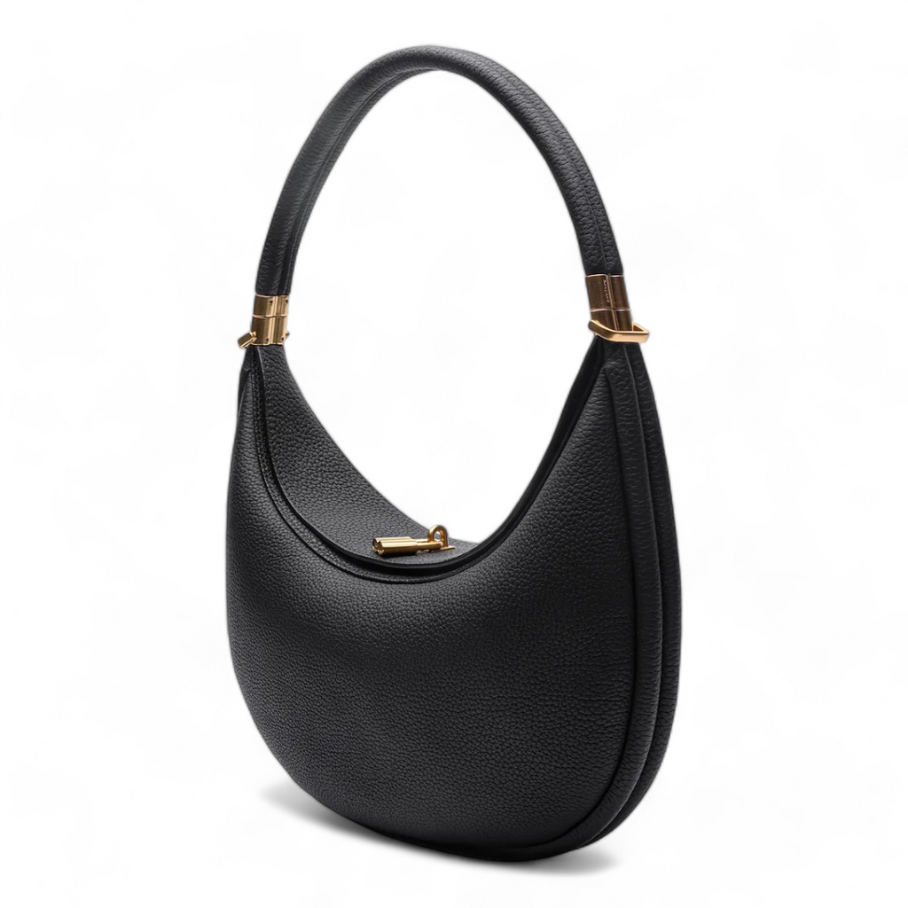 Giuliana | Elegante Halbmondtasche aus echtem schwarzem Leder