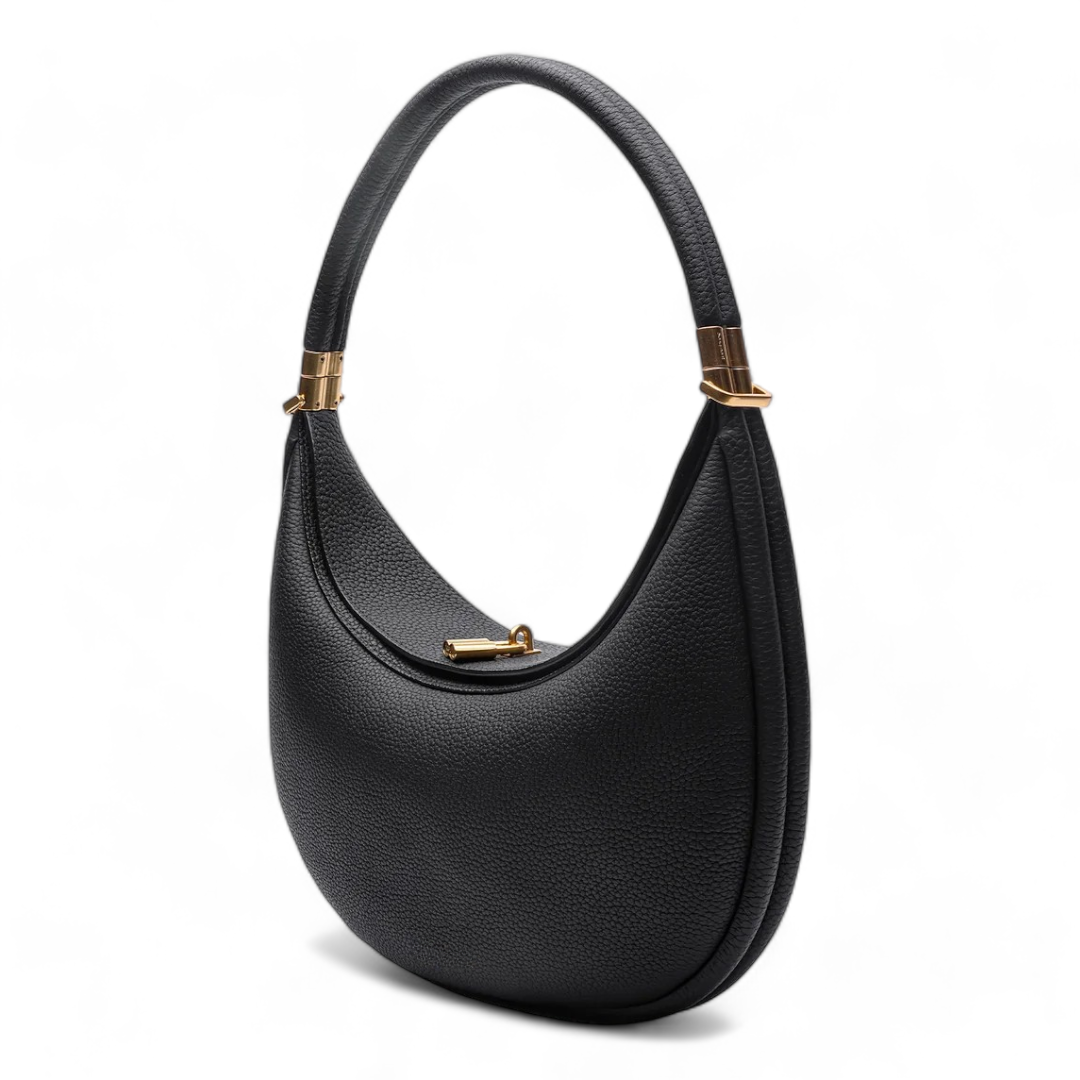 Giuliana | Elegante Halbmondtasche aus echtem schwarzem Leder
