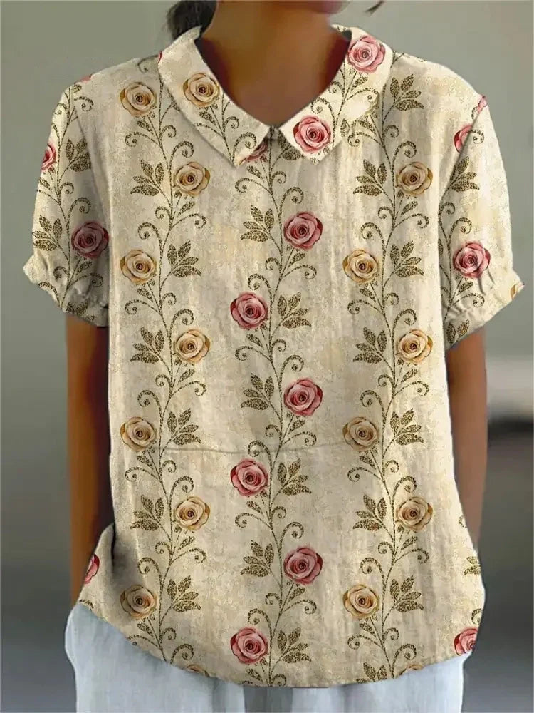 Melanie | Elegante sommerliche Bluse aus Baumwolle mit Blumenmuster