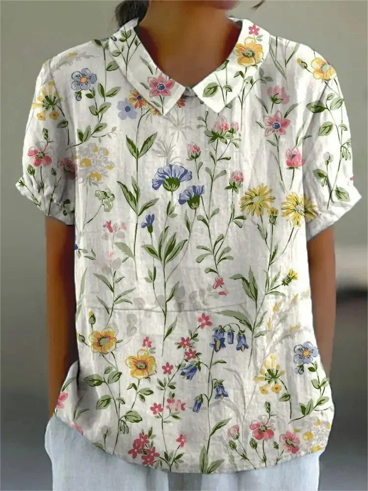 Melanie | Elegante sommerliche Bluse aus Baumwolle mit Blumenmuster