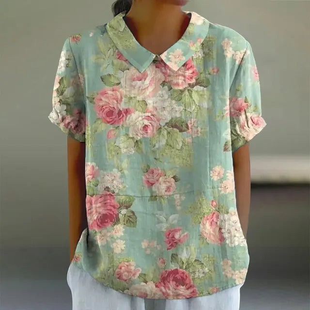 Melanie | Elegante sommerliche Bluse aus Baumwolle mit Blumenmuster