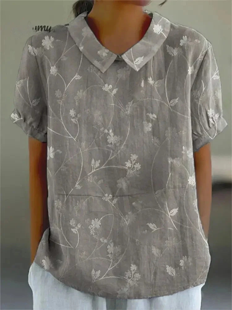 Melanie | Elegante sommerliche Bluse aus Baumwolle mit Blumenmuster