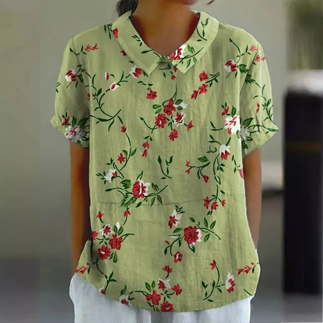 Melanie | Elegante sommerliche Bluse aus Baumwolle mit Blumenmuster