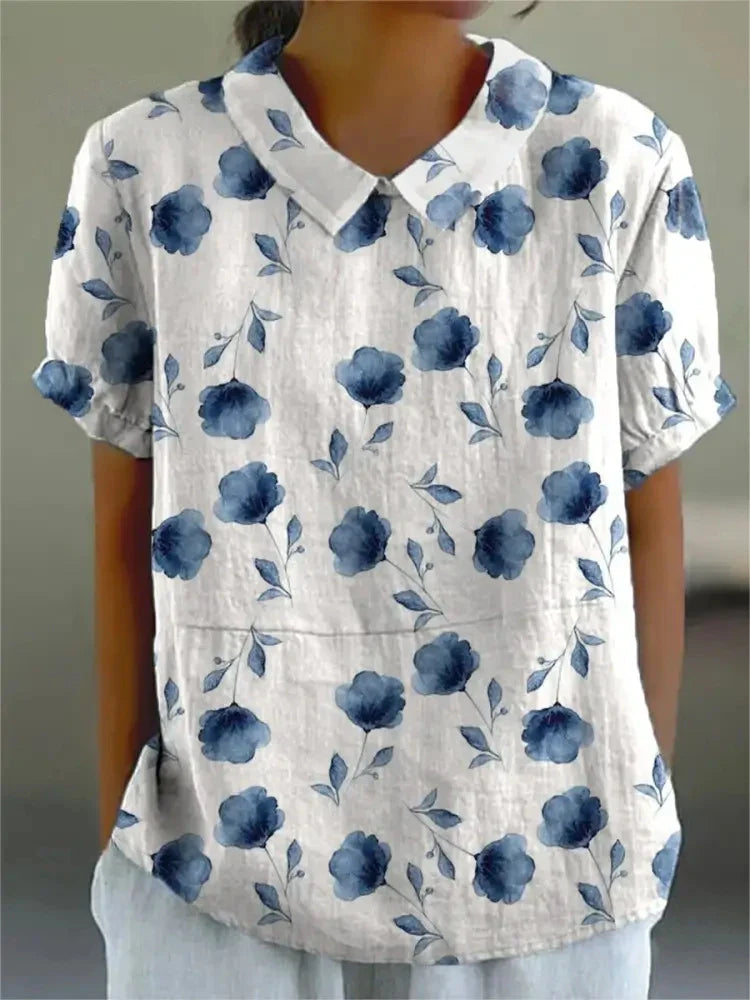 Melanie | Elegante sommerliche Bluse aus Baumwolle mit Blumenmuster