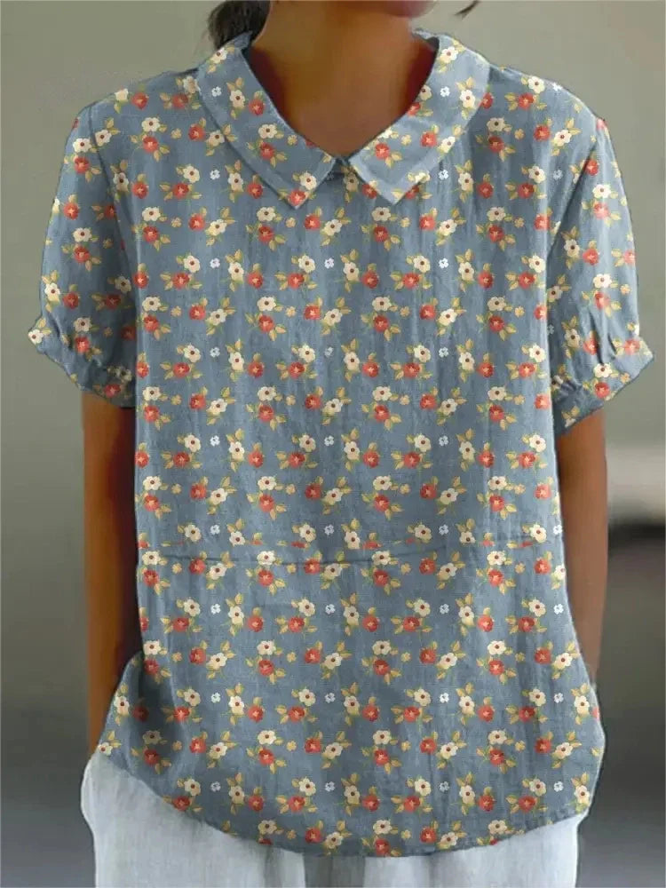 Melanie | Elegante sommerliche Bluse aus Baumwolle mit Blumenmuster