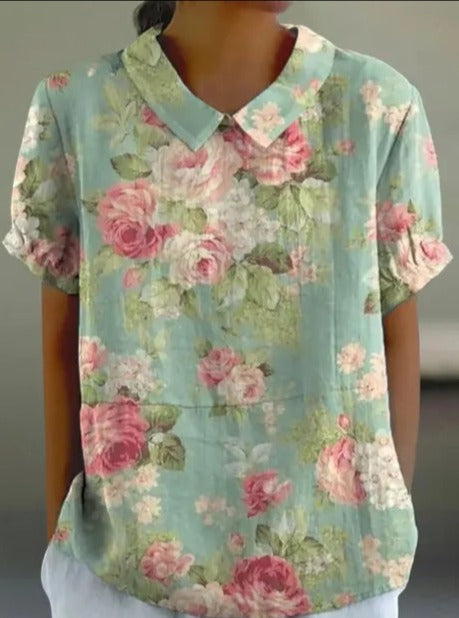 Melanie | Elegante sommerliche Bluse aus Baumwolle mit Blumenmuster