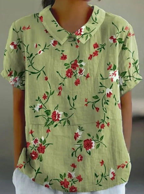 Melanie | Elegante sommerliche Bluse aus Baumwolle mit Blumenmuster
