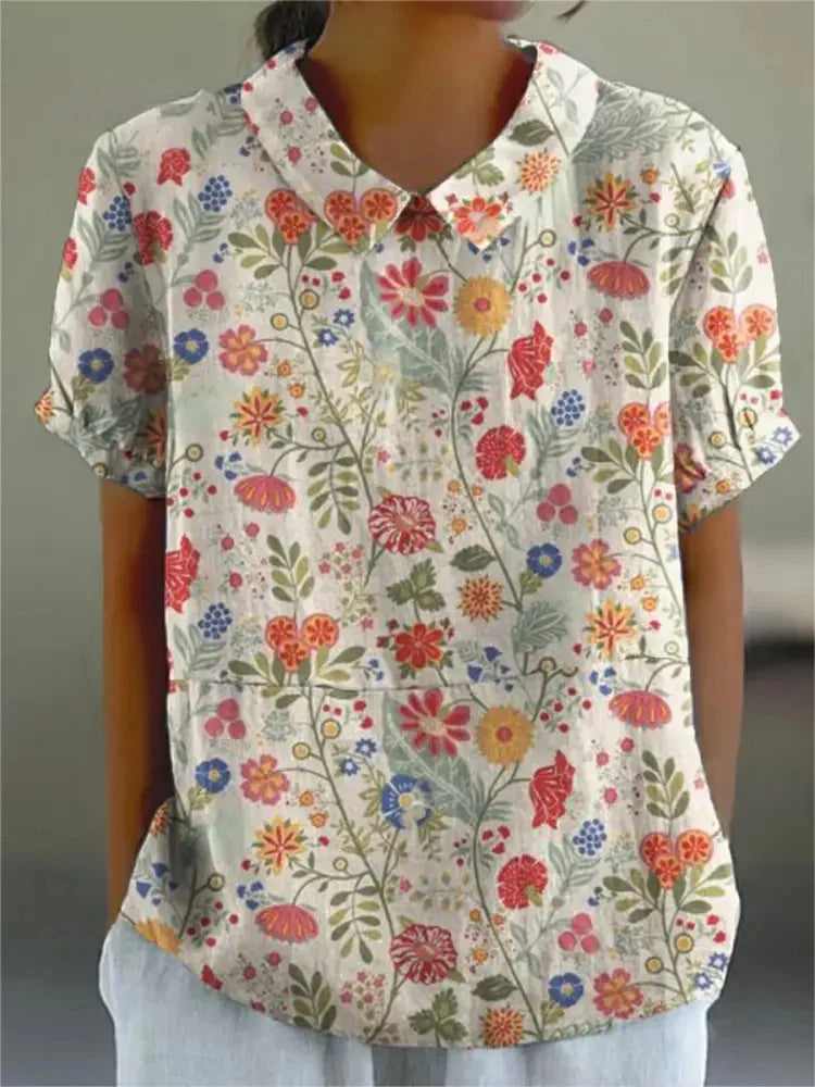Melanie | Elegante sommerliche Bluse aus Baumwolle mit Blumenmuster
