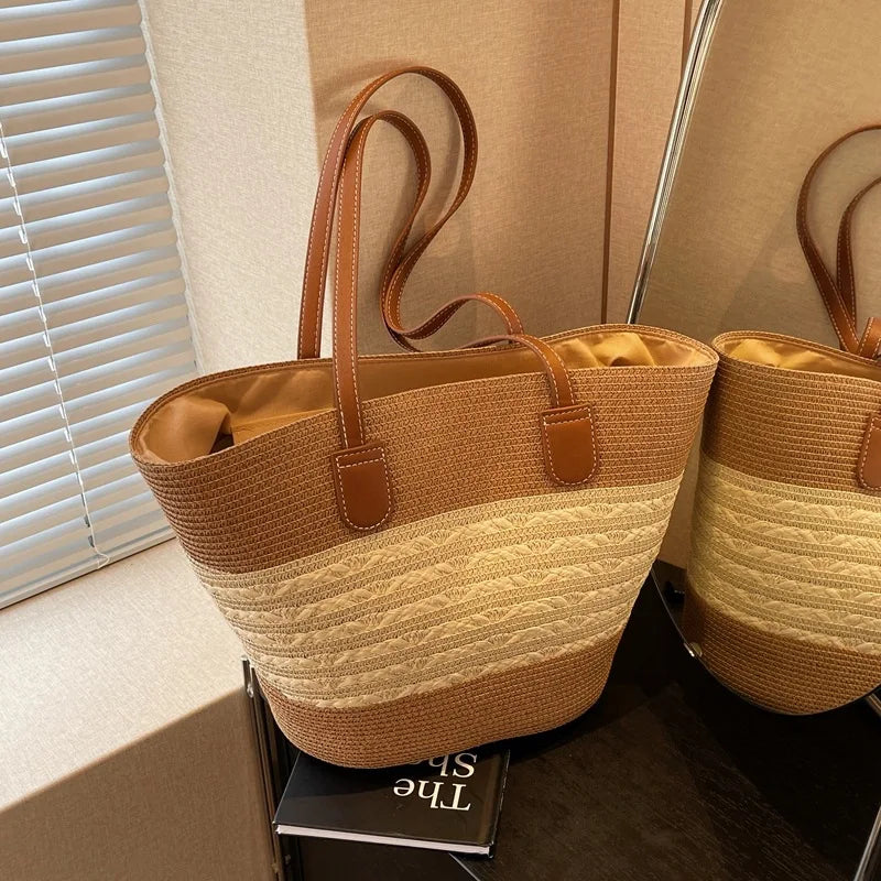 Sacca Sole | Borsa di Paglia Mare Spaziosa e Elegante per Spiaggia-2