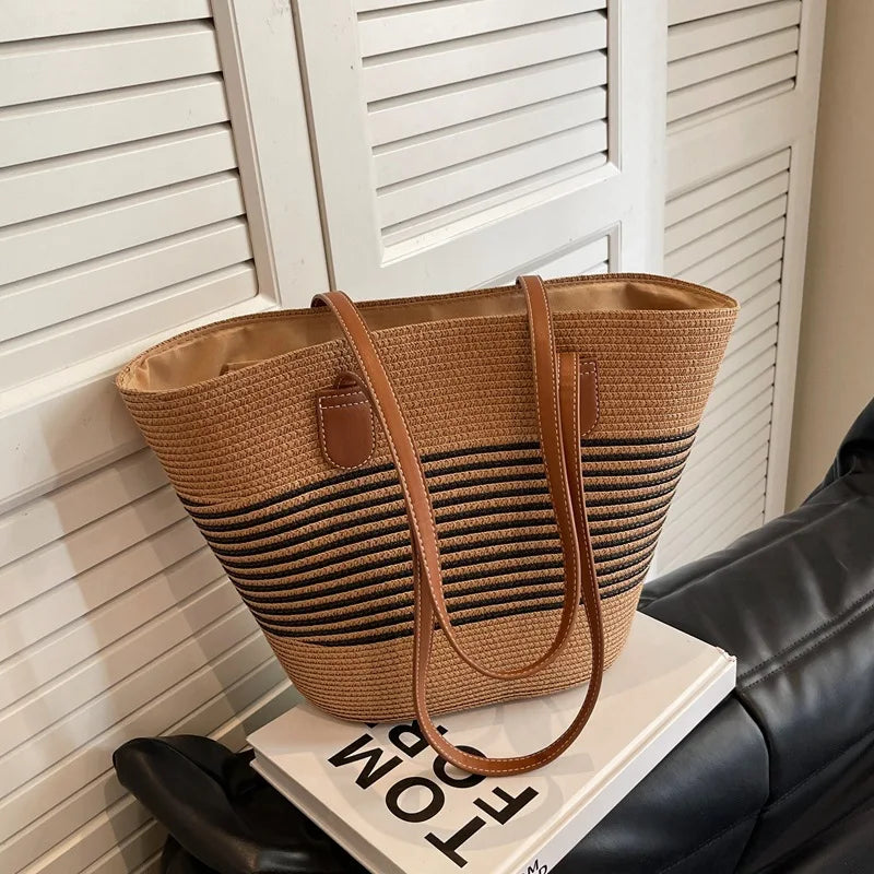 Sacca Sole | Borsa di Paglia Mare Spaziosa e Elegante per Spiaggia-3