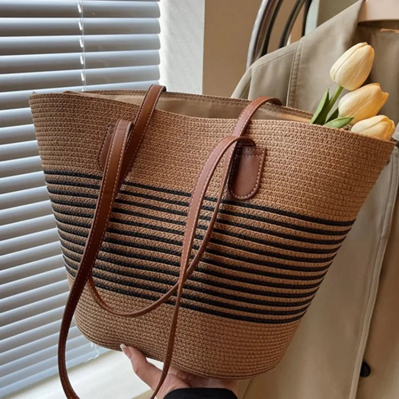 Alice | Geräumige und elegante Strohtasche für den Strand