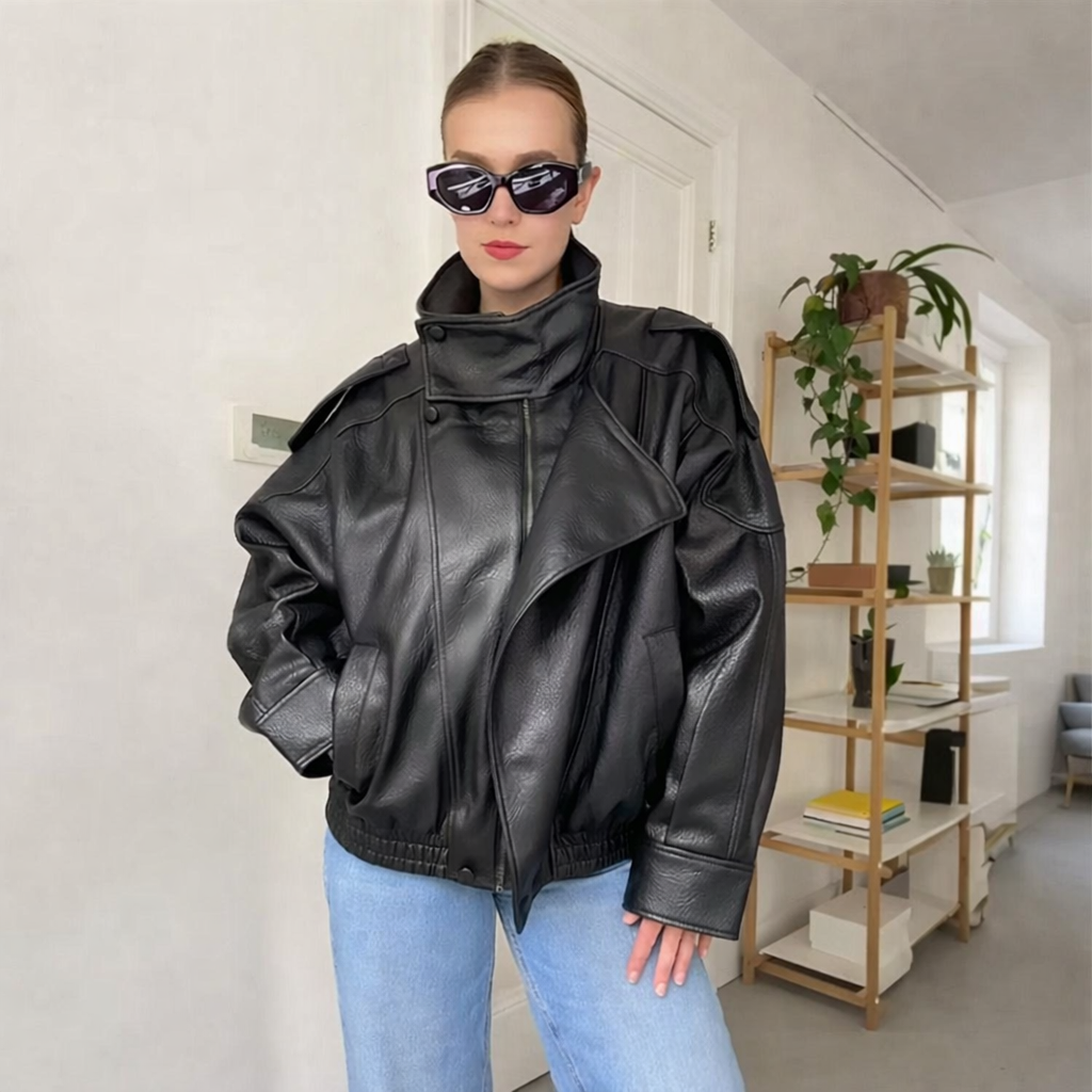 Selorina | Asymmetrische Lederjacke