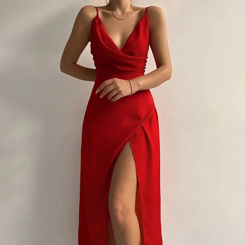 Variant image for Callie Vestito Lungo Elegante – Scollo a V con Fessura, Abito Lungo Cerimonia-10